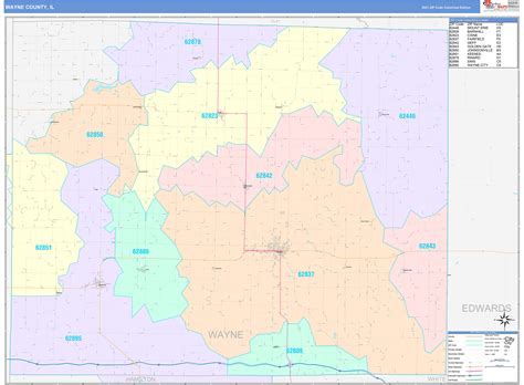 Wayne County, IL Wall Map Color Cast Style by MarketMAPS - MapSales.com