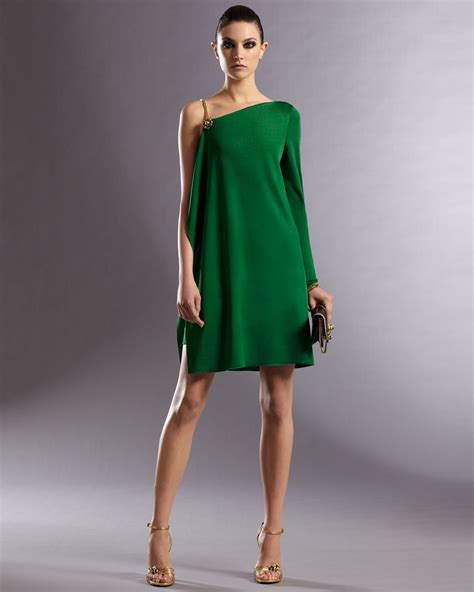 Gucci Asymmetric Dress in Green | Lyst