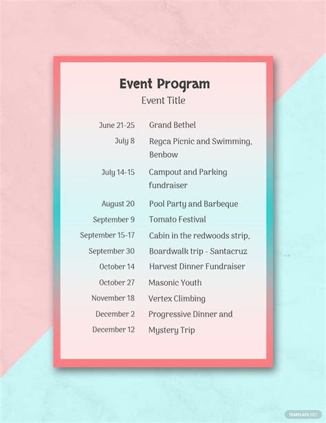 Event Program Template - Google Docs, Word, Apple Pages | Template.net | Event program, Free ...