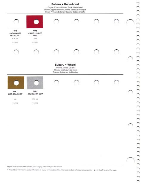 2012 Subaru Paint Codes & Color Charts