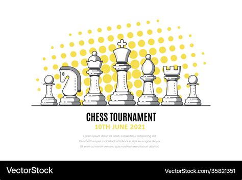 Chess tournament banner template outline Vector Image