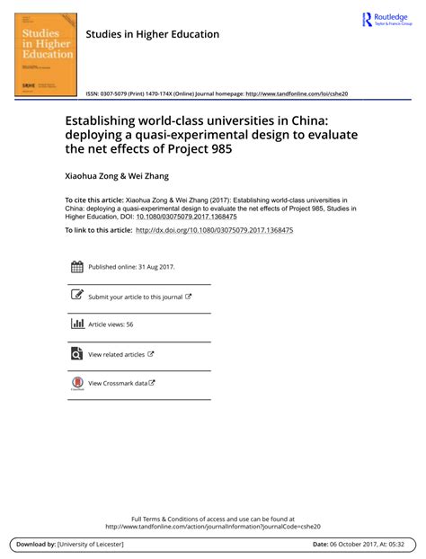 (PDF) Establishing world-class universities in China: deploying a quasi ...