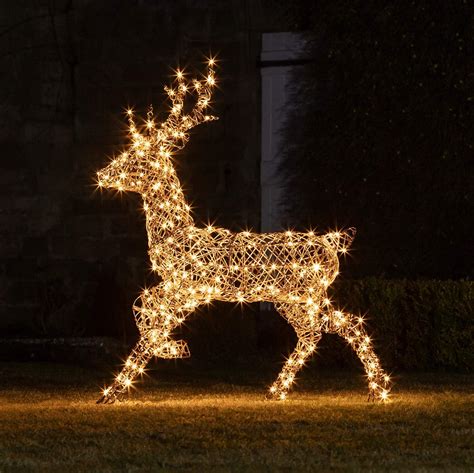 Lights4fun Outdoor Rattan Reindeer Christmas Decoration Pre Lit LED ...