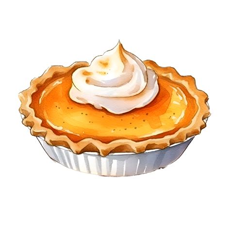 Pumpkin Sweet Potato Pie Watercolor Clipart AI Generated 25005261 PNG