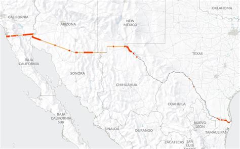 Map of US-Mexico Border Fence