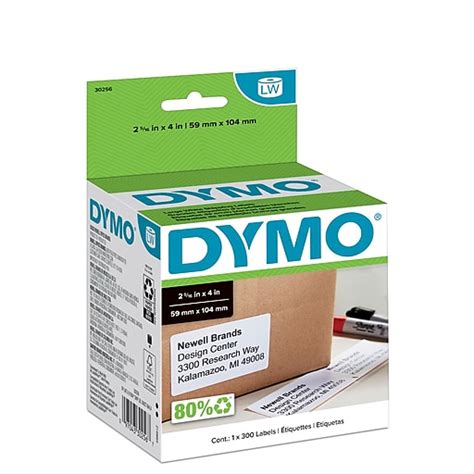 DYMO LabelWriter 30256 Large Shipping Labels, 4" x 2-5/16", Black on ...