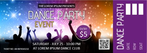 Dance Party Event Ticket Templates | Download MS Word File