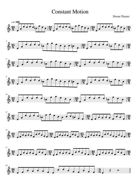 Dream Theater - Constant Motion guitar intro part Sheet music for Piano ...