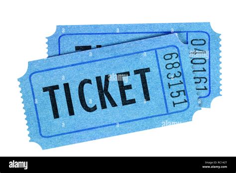 Two blue movie or raffle tickets isolated on white Stock Photo - Alamy