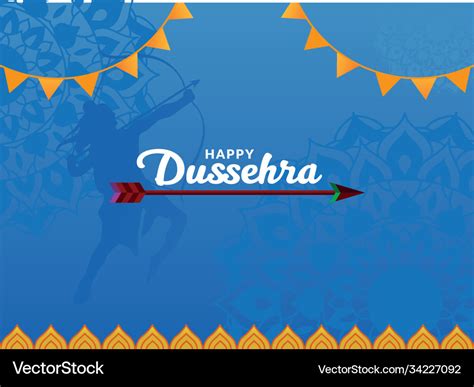 Happy dussehra lord ram silhouette and arrow Vector Image