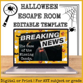 Halloween Escape Room Template | Breakout Room | Middle or High School