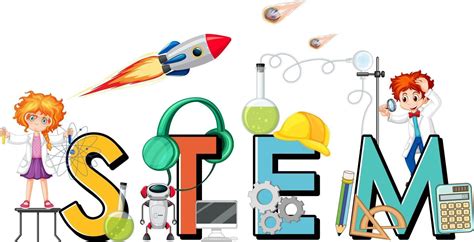 STEM logo with kids cartoon character and education icon elements ...