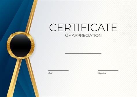 Blue and gold Certificate of achievement template set Background with gold badge and border ...