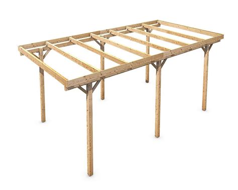 Freestanding Solid Wood Carport Flat Roof KVH 3000x5000mm Stable ...