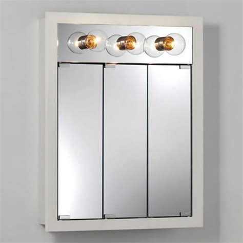 Jensen Medicine Cabinet Granville Tri-View 3-Light 24W x 30H in. Surface Mount Medicine Cabinet ...