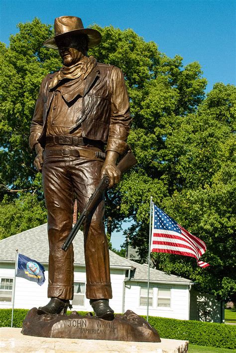 Bronze Statue Of John Wayne Actor In Birthplace Of Winterset Madison County Iowa by Robert Ford