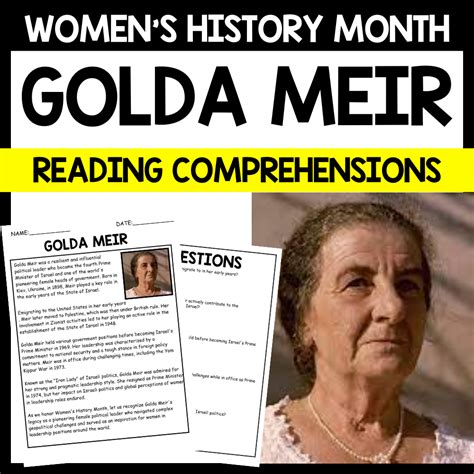 Women's History Month GOLDA MEIR BIOGRAPHY Reading Comprehension | Made ...