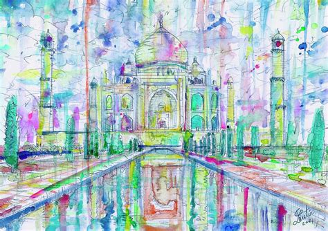 TAJ MAHAL watercolor painting .1 Painting by Fabrizio Cassetta - Fine ...