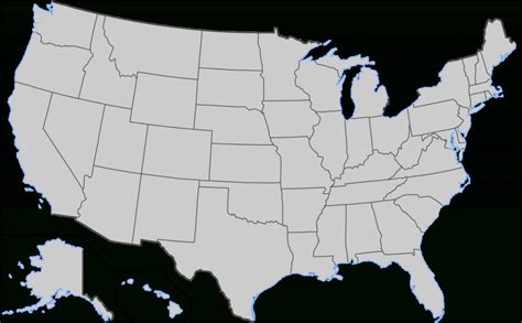 Blank Map Of American Cities (50 States) | Blank Us Map Black Borders ...