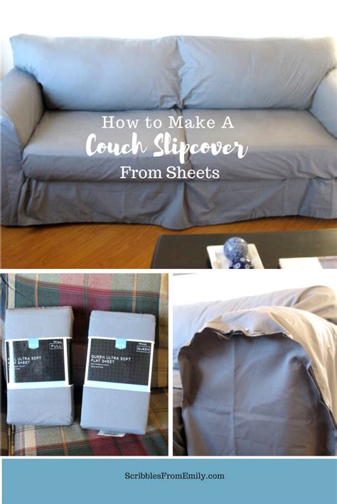 How to Make A Couch Slipcover From Sheets - Scribbles From Emily