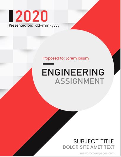 Engineering Assignment Cover Page Templates | MS Word Cover Page Templates