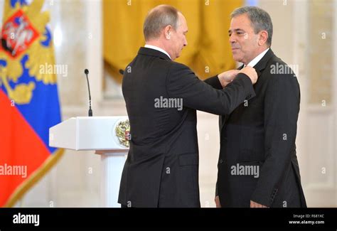 Russian President Vladimir Putin awards the Pushkin Medal to Jose Stock ...