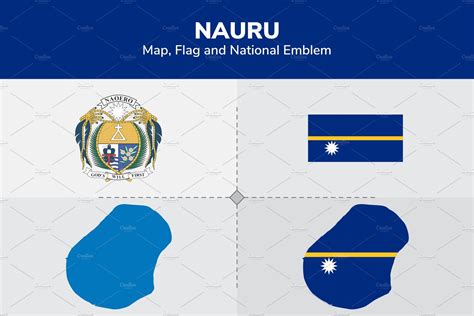 Nauru Map, Flag & National Emblem | Object Illustrations ~ Creative Market