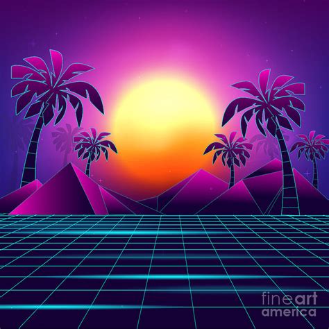 Tranquil Sunset Vaporwave Digital Art by EDM Project - Fine Art America