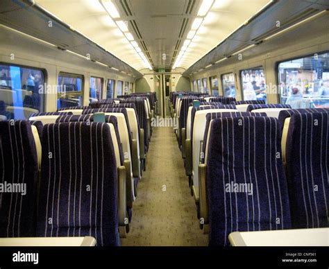 The interior of a refurbished Northern Rail Class 158 Stock Photo - Alamy