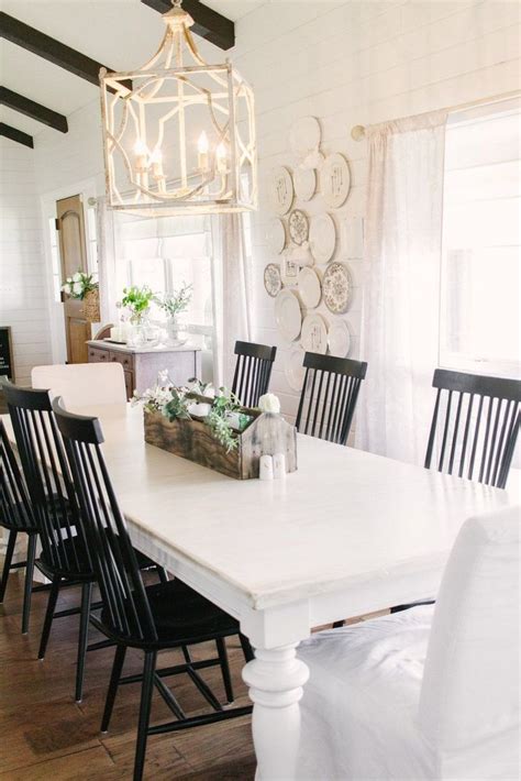 55 stylish farmhouse dining room furniture 37 | getinspiring.com | White dining room table ...