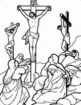 Jesus Coloring Crucifixion Christ Printable Drawing Pages Kids Easy  sketch template