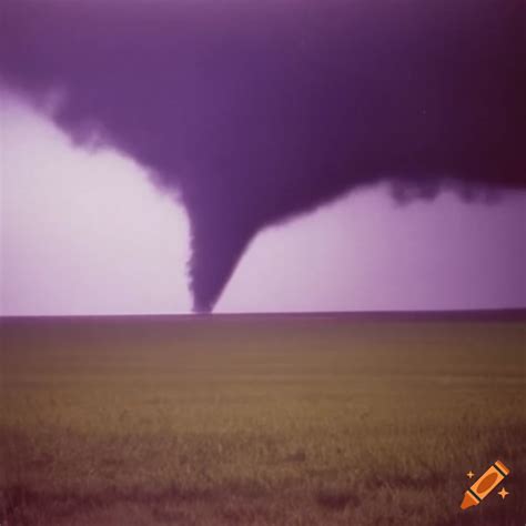 Vintage photo of a tornado in a field on Craiyon