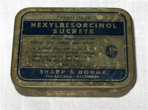 Sharp and Dohme Sucrets HEXYLRESORCINOL Throat Lozenges Medicine Tin Circa 1930s [empty] – Haute ...