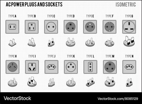 Ac power plugs and sockets Royalty Free Vector Image