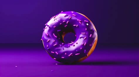 Premium Photo | Purple donut on purple background isolated generative ai