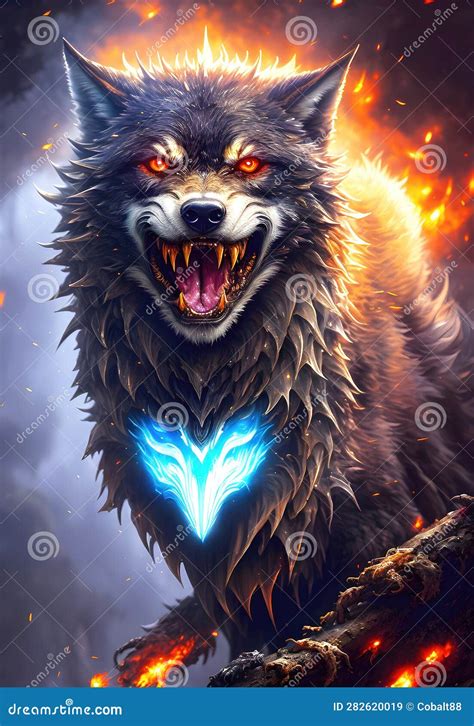 Agressive Wolf Creature, Demon Wolf With Bared Teeth Royalty-Free Illustration | CartoonDealer ...