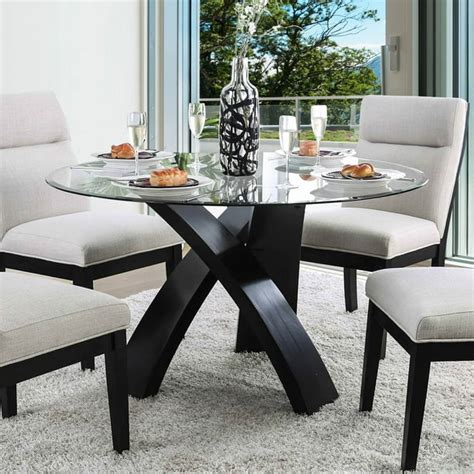 Furniture of America Evans Contemporary Round Glass Dining Table - Walmart.com - Walmart.com