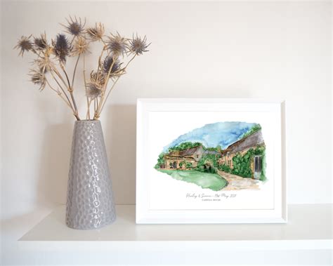 Caswell House Cotswolds wedding venue print of watercolour painting — A ...