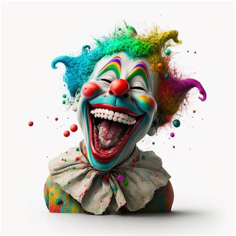 Premium Photo | Generative AI technology crazy creepy disturbing clown laughing on white background