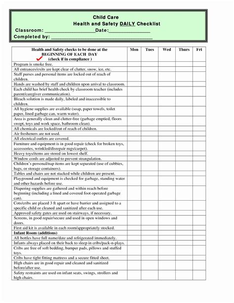 Playground Safety Checklist Child Care Center