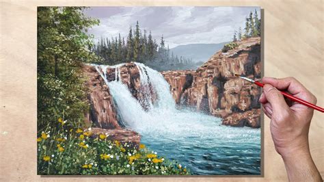 Acrylic Painting Waterfall Creek Landscape - YouTube