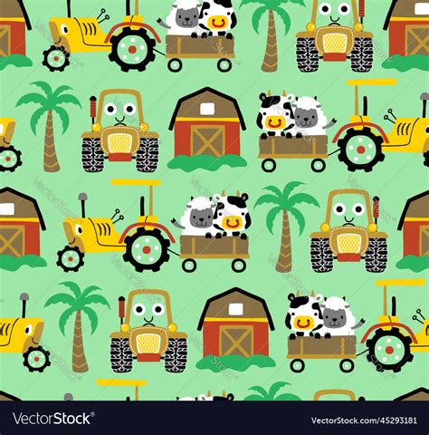 Seamless pattern of farm field elements cartoon Vector Image