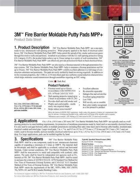 3M™ Fire Barrier Moldable Putty Pads MPP+