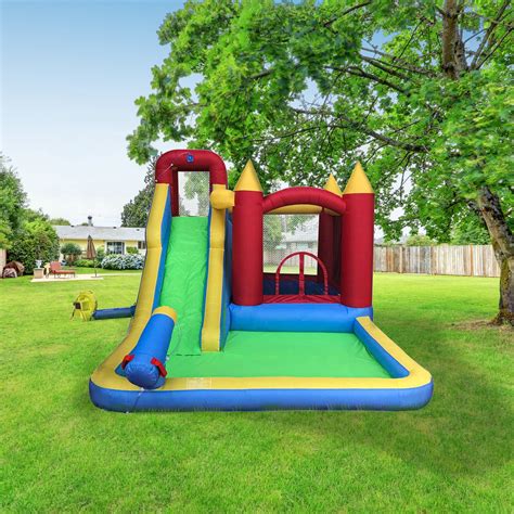 Inflatable Playtime 6-In-1 Bounce House with Slide, Splash Pool, and B ...