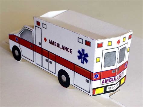 Pop-up ambulance: printable 3D paper toy or get well card