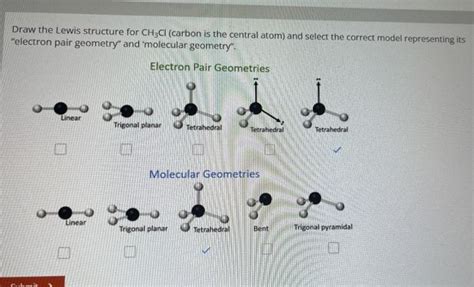 Solved Draw the Lewis structure for CH3Cl (carbon is the | Chegg.com