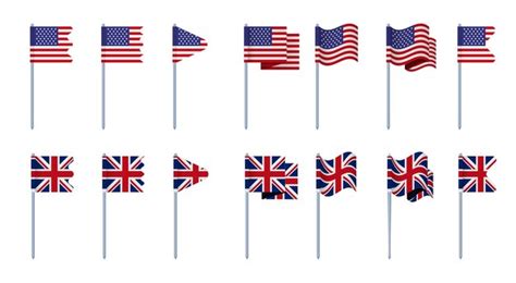 Premium Vector | Uk usa british american union flags isolated set flat ...