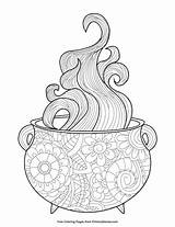 Halloween Witch Cauldron Coloring Page Drawing & Illustration Digital  sketch template