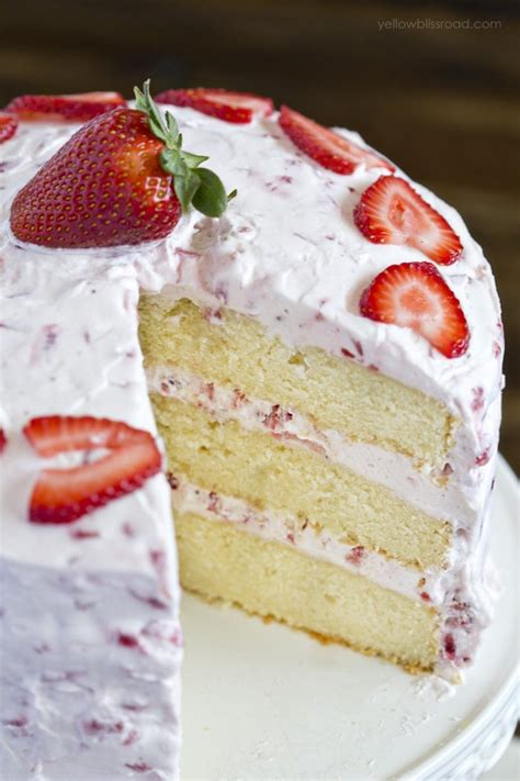 Fresh Strawberry Cake Recipe with Strawberry Whipped Cream Frosting