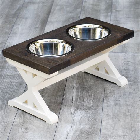 Medium 3 Bowl "Trestle" Pattern Farmhouse Style Raised Dog Bowl Stand ...